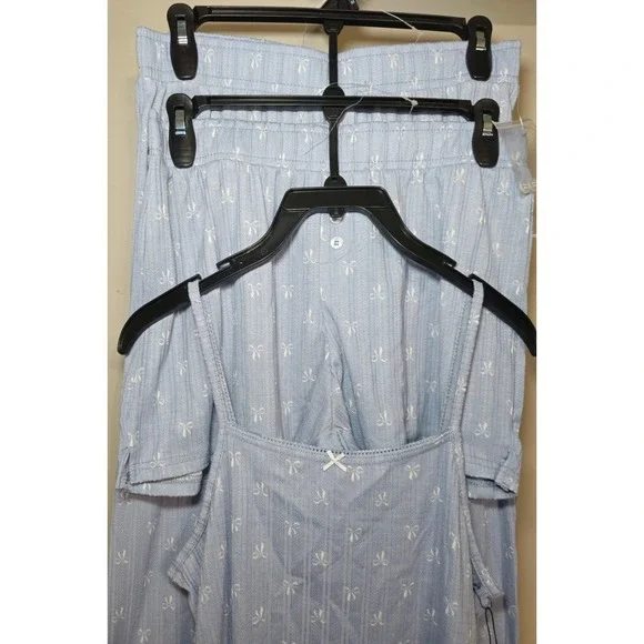 Better Together Blue Pajama Set 3 Piece Bow Sleepwear Loungewear Size M NWT